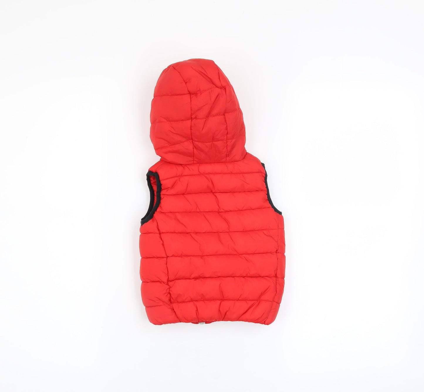 Next Unisex Baby Red Puffer Hooded Waistcoat 6-9 Months Polyester