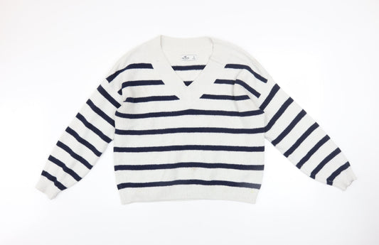 Womens UK Size S Hollister White Pullover Jumper