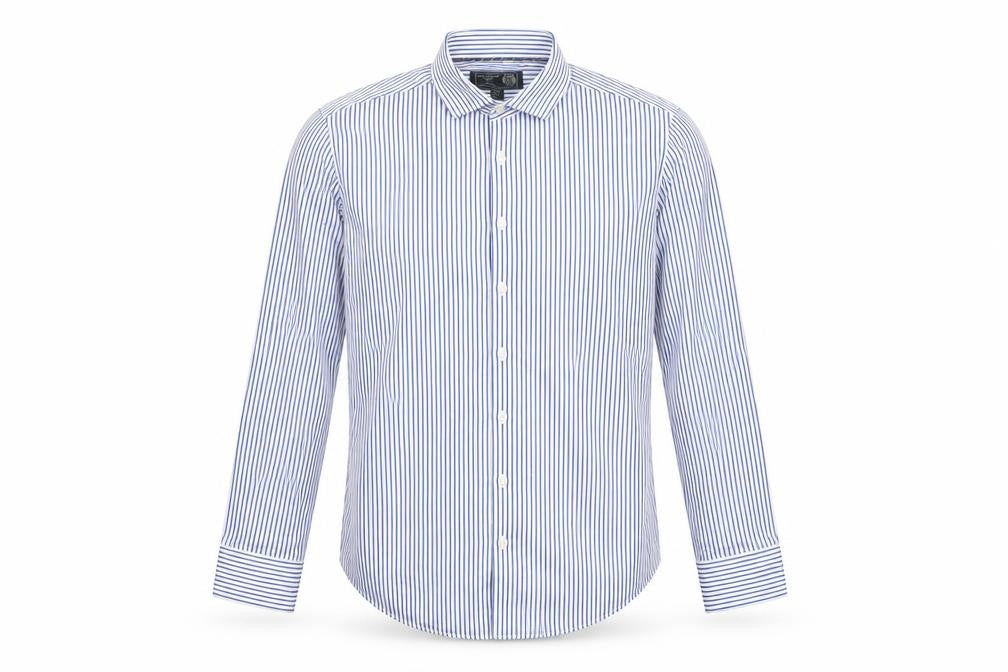 Paul Costelloe Men Blue Striped Cotton Long Sleeve Regular Fit Shirt L