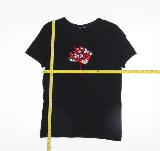 Womens UK Size S Zara Black Basic T-Shirt