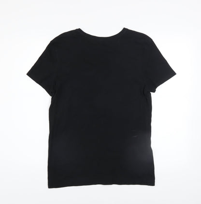 Womens UK Size S Zara Black Basic T-Shirt