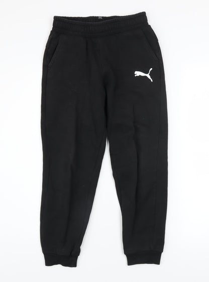 Puma Boys Black Jogger Sweatpants 11-12 Years Cotton Blend Activewear