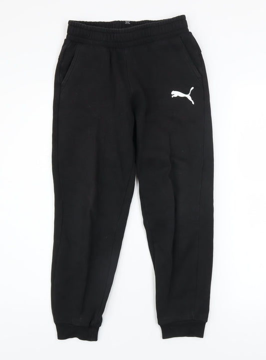 Puma Boys Black Jogger Sweatpants 11-12 Years Cotton Blend Activewear