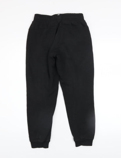 Puma Boys Black Jogger Sweatpants 11-12 Years Cotton Blend Activewear