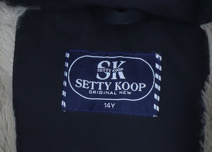 Setty Koop Girls Black Faux Fur Trim Lined Parka Coat 14 Years Winter Warm