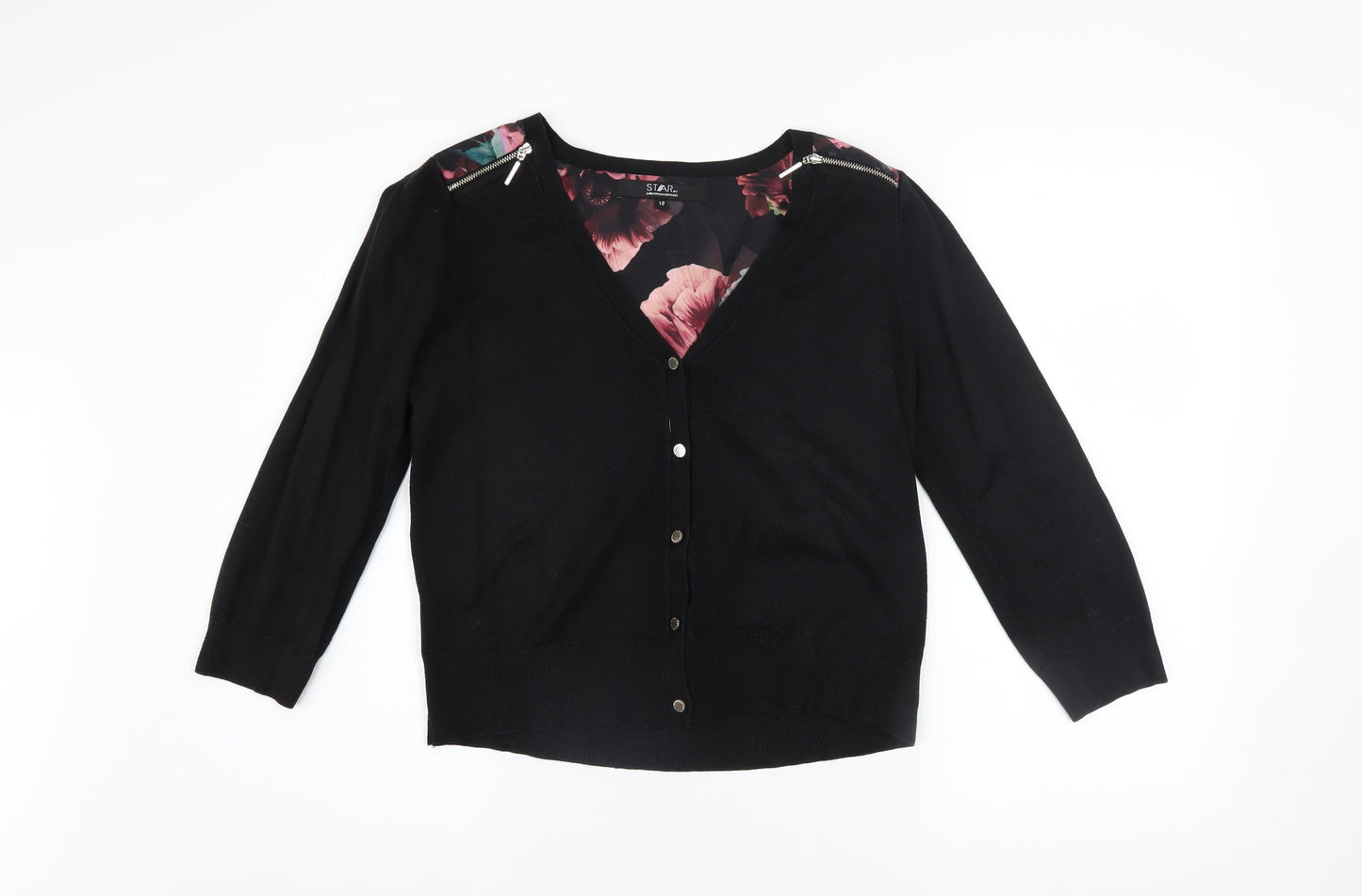 Womens UK Size 12 Star by Julien Macdonald Black Cardigan Jumper