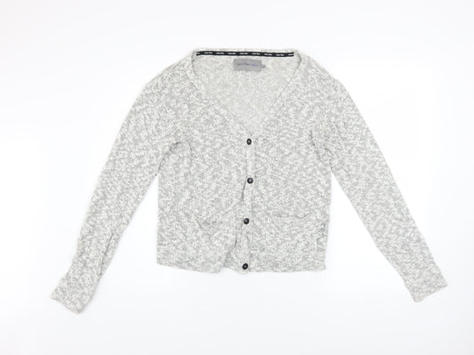 Calvin Klein Jeans Women's Grey Cotton Blend V-Neck Cardigan Size S