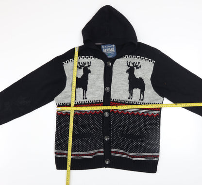Mens UK Size L Denim Co Black Cardigan Jumper
