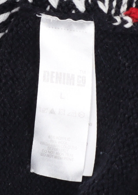 Mens UK Size L Denim Co Black Cardigan Jumper