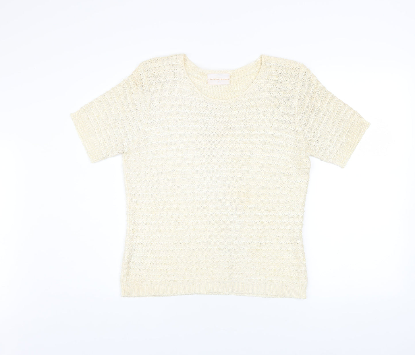 Womens UK Size L Country Casuals Ivory Basic T-Shirt