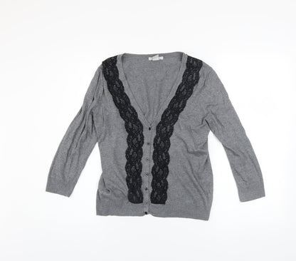 Womens UK Size 8 H&M Grey Cardigan Jumper