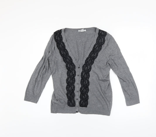 Womens UK Size 8 H&M Grey Cardigan Jumper