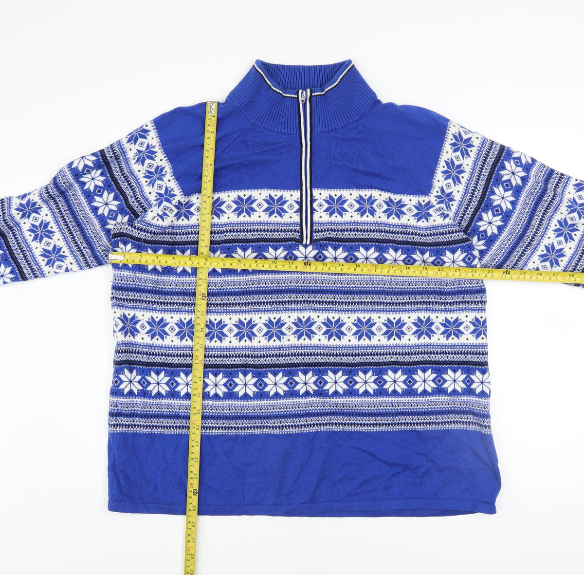 Mens UK Size 2XL Talbots Blue 1/2 Zip Jumper