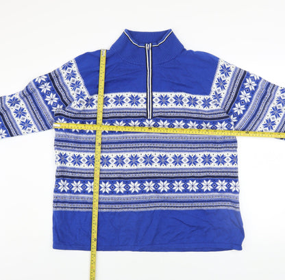 Mens UK Size 2XL Talbots Blue 1/2 Zip Jumper
