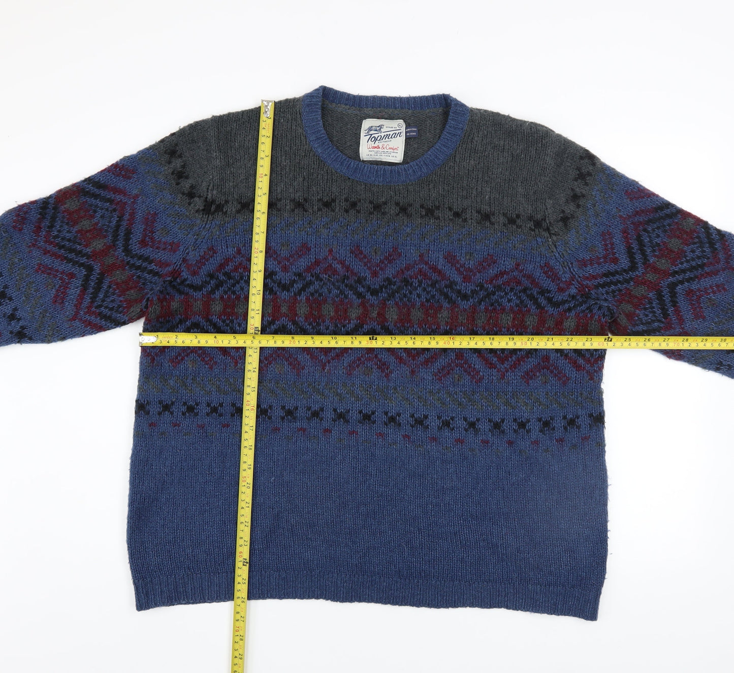 Mens UK Size XL Topman Blue Pullover Jumper