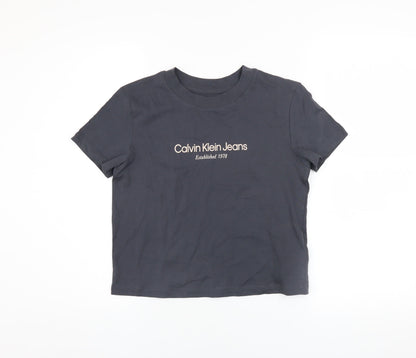 Womens UK Size XS Calvin Klein Jeans Black Cropped T-Shirt