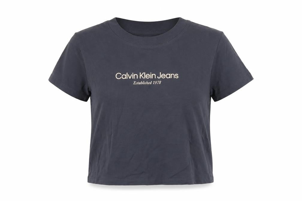 Womens UK Size XS Calvin Klein Jeans Black Cropped T-Shirt