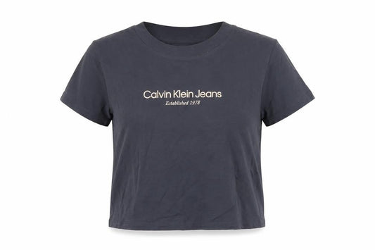 Womens UK Size XS Calvin Klein Jeans Black Cropped T-Shirt