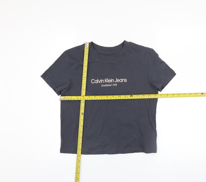 Womens UK Size XS Calvin Klein Jeans Black Cropped T-Shirt