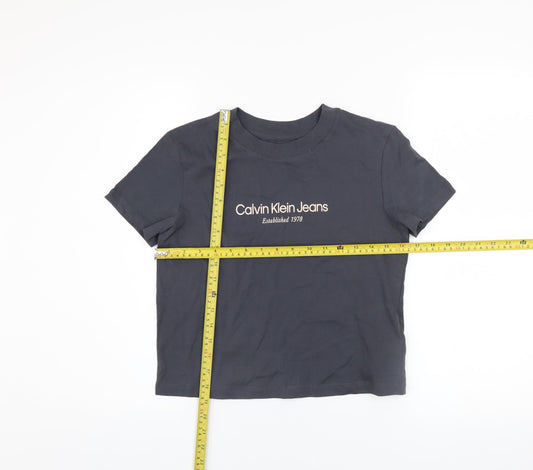 Womens UK Size XS Calvin Klein Jeans Black Cropped T-Shirt