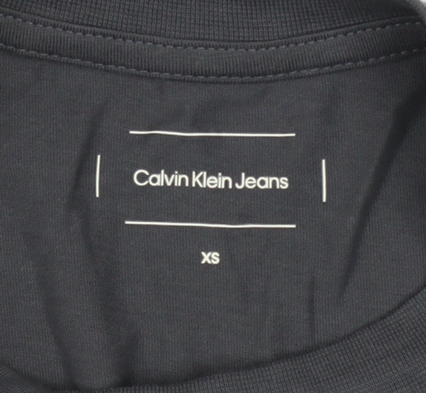 Womens UK Size XS Calvin Klein Jeans Black Cropped T-Shirt