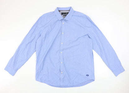 Paul Costelloe Living Men's Blue Cotton Long Sleeve Regular Fit Shirt XL