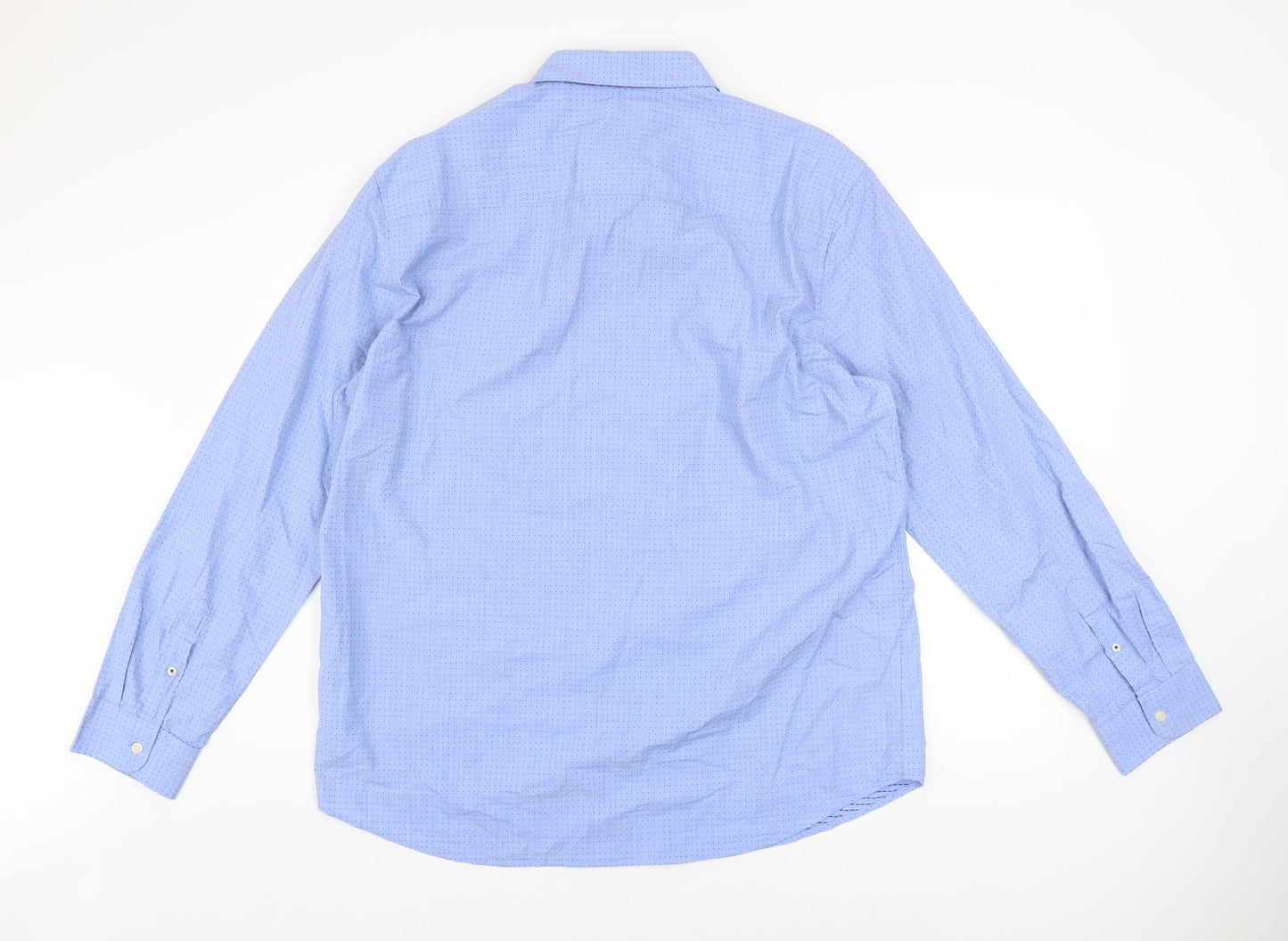 Paul Costelloe Living Men's Blue Cotton Long Sleeve Regular Fit Shirt XL