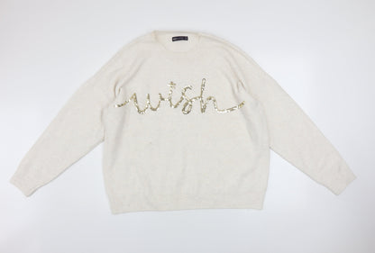 Womens UK Size XL Marks and Spencer Ivory Pullover Jumper