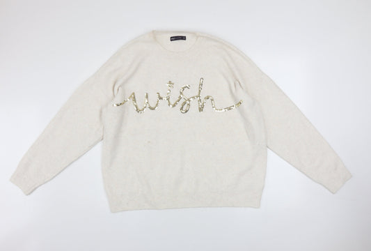 Womens UK Size XL Marks and Spencer Ivory Pullover Jumper
