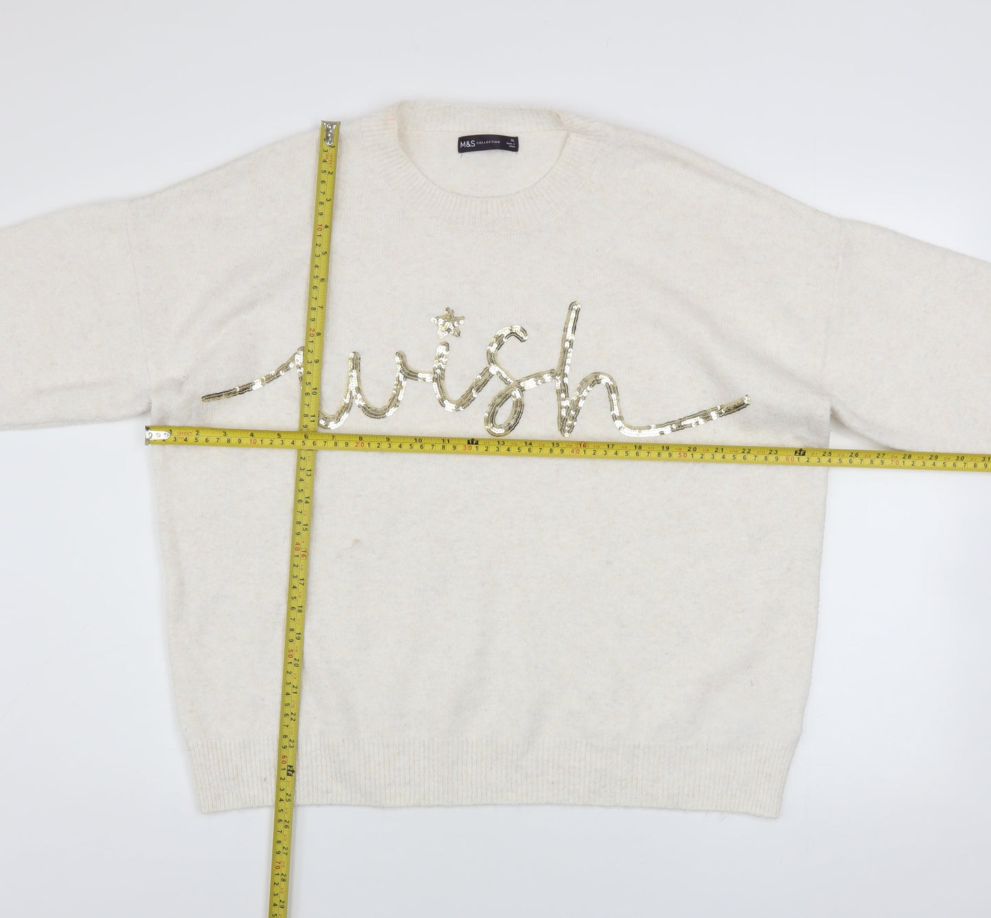 Womens UK Size XL Marks and Spencer Ivory Pullover Jumper