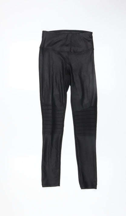 New Look Womens Black Faux Leather High Waist Ankle Leggings Size 6