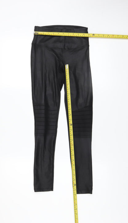 New Look Womens Black Faux Leather High Waist Ankle Leggings Size 6