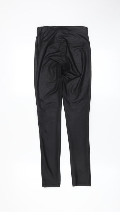 New Look Womens Black Faux Leather High Waist Ankle Leggings Size 6