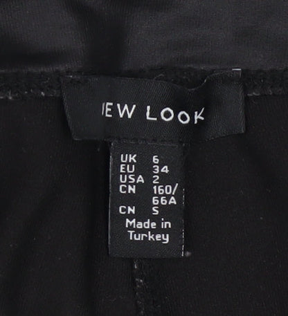 New Look Womens Black Faux Leather High Waist Ankle Leggings Size 6