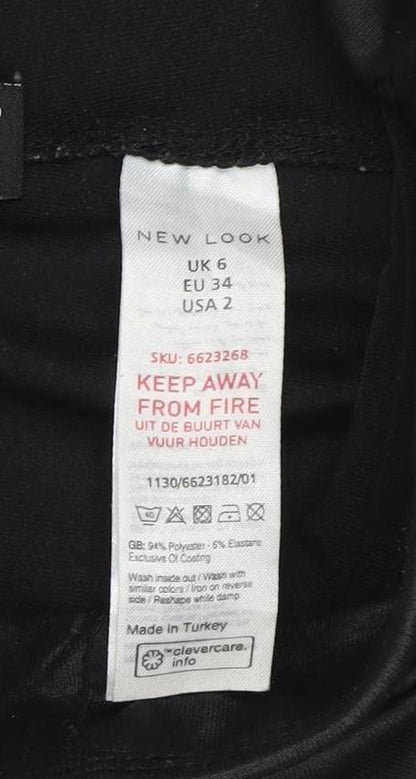 New Look Womens Black Faux Leather High Waist Ankle Leggings Size 6
