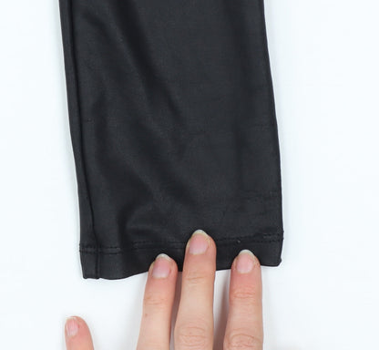 New Look Womens Black Faux Leather High Waist Ankle Leggings Size 6