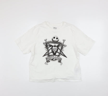 Womens UK Size S Disney at Primark White Basic T-Shirt