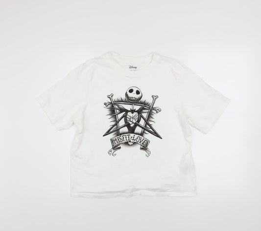 Womens UK Size S Disney at Primark White Basic T-Shirt