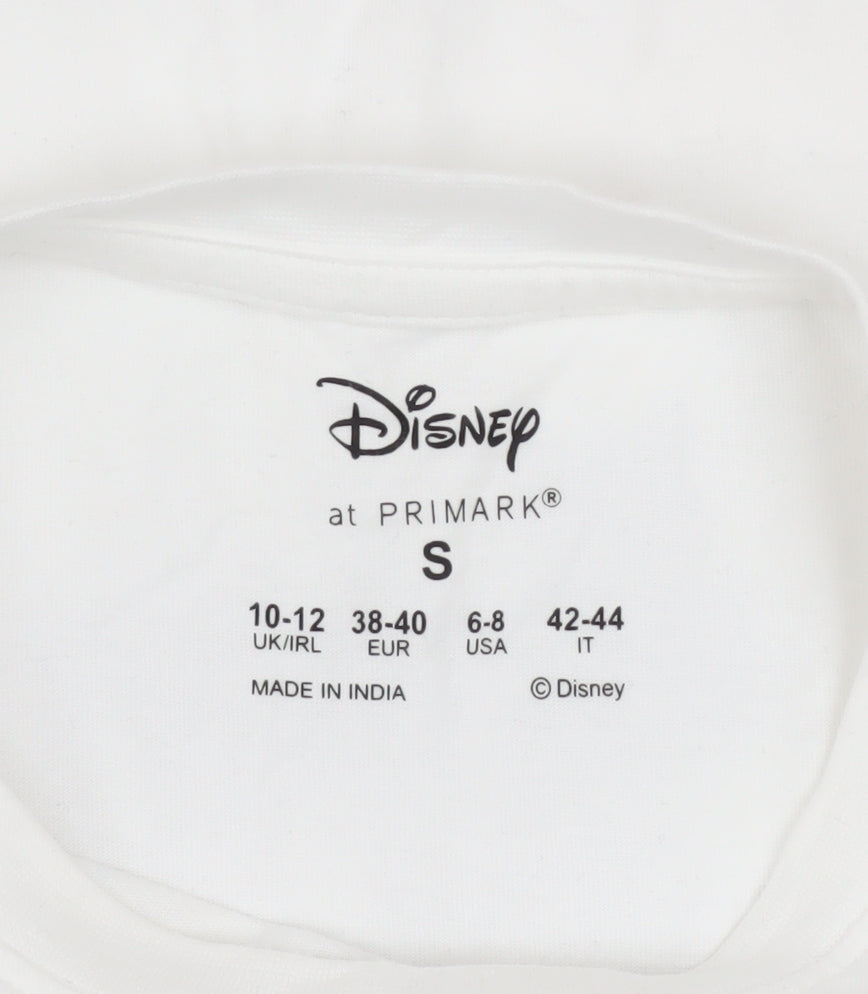 Womens UK Size S Disney at Primark White Basic T-Shirt