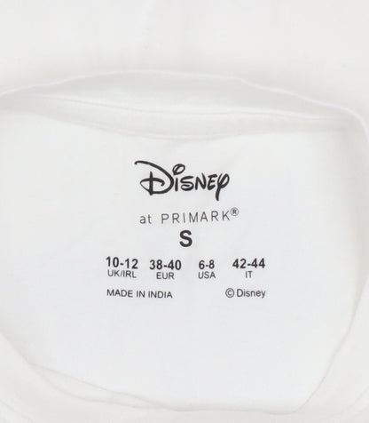 Womens UK Size S Disney at Primark White Basic T-Shirt