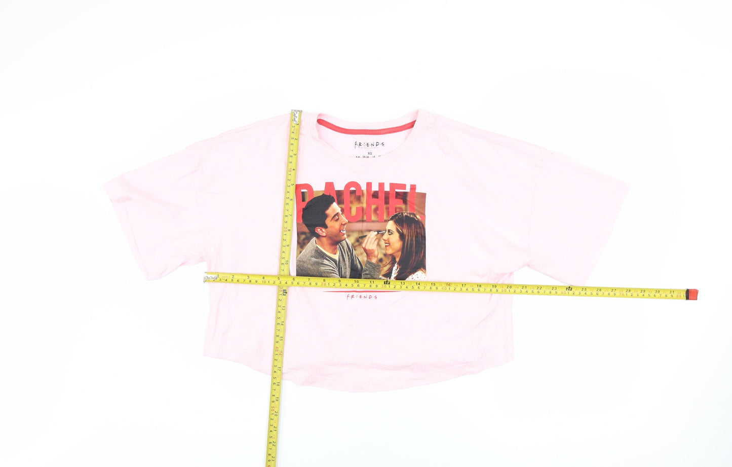 Womens UK Size XS Friends Pink Cropped T-Shirt