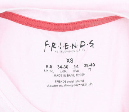 Womens UK Size XS Friends Pink Cropped T-Shirt
