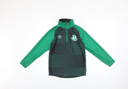 Umbro Boys Green 13-14 Years 1/4 Zip Football Training Sweatshirt