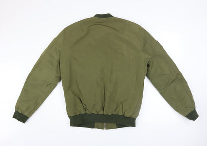 Mens UK Size L Pull & Bear Green Bomber Jacket