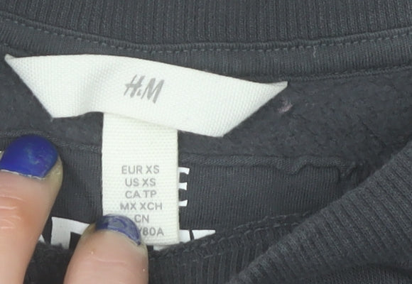 Womens UK Size XS H&M Black Pullover Sweatshirt