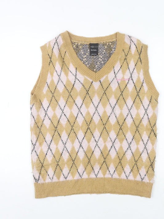 Unisex Adults UK Size XS iets frans... Beige Vest Jumper