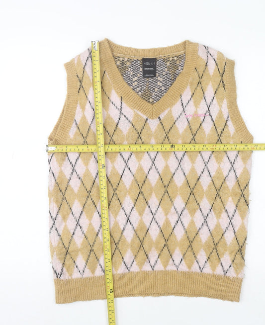 Unisex Adults UK Size XS iets frans... Beige Vest Jumper