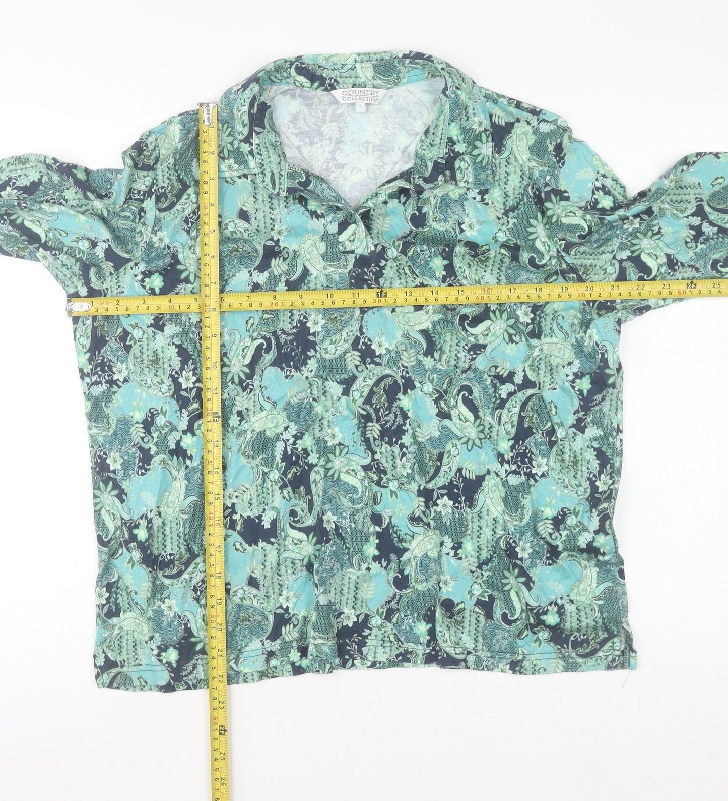 Womens UK Size L Country Collection Green Basic Blouse