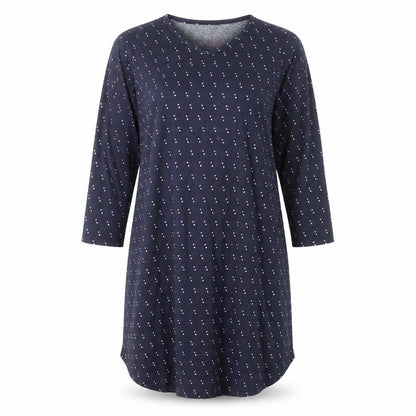 Zenith Womens Blue Polka Dot T-Shirt Dress Size S 3/4 Sleeve