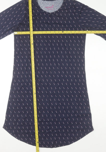 Zenith Womens Blue Polka Dot T-Shirt Dress Size S 3/4 Sleeve
